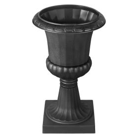 Plastic Urn Planters, 15.8 x 26.4 Inch, 2 Pack Black Classic Flower Pots Front Porch Planters, Indoor & Outdoor Vase for Wedding, Party, Event, H