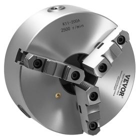 3-Jaw Lathe Chuck, 8 Inch (200 mm), Self-Centering Chuck with 2 1/4 in-8 Threaded Backing Plate