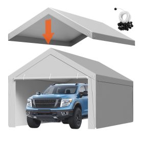 VEVOR Carport Replacement Canopy, 13 x 20 ft Potable Garage Tent Top Tarp with Sidewalls, UV-Resistant & Waterproof