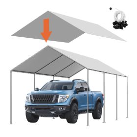 VEVOR Carport Replacement Canopy, 10 x 20 ft Potable Garage Tent Top Tarp, UV-Resistant & Waterproof Car Shelter Tarp