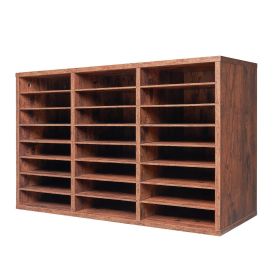Literature Organizer, 24 Compartments Office Mailbox with Removable Shelves, Wooden Mailbox Sorter Particle Board Office Home Classroom Storage
