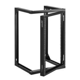 15U Wall Mount Server Rack, 150 lbs Max Load Capacity, Open Frame Network Rack with 180 Degrees Gate Swing, Carbon Steel