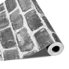 VEVOR Peel and Stick Wallpaper, 17.7 x 393.7 inch Contact Paper Gray Brick Waterpoof Self Adhesive