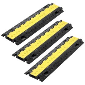 Cable Protector Ramp, 22, 000 lbs/axle Capacity, 2 Channel Heavy Duty TPU Cord Hose Wire Cover, 1.2 x 1.1 in Channel