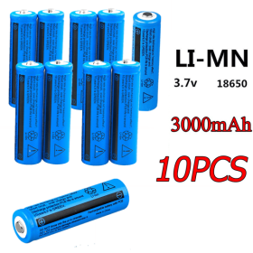10pcs 18650 Lithium Batteries 3.7V Li-ion Rechargeable Battery For Torch Headlight