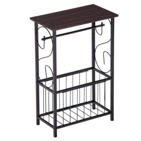 (37 x 20 x 55)cm Multifunctional Bathroom Table, Interior Side Table Tissue Magazine Rack Dark Brown