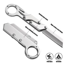Stainless steel compact folding knife - lightweight, sharp blade, two-handed grip (Color: Silver)
